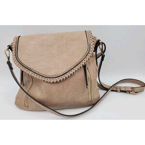 Jen & Co Lightly Pebbled Cream Tan Vegan Leather Medium Crossbody Shoulder Bag